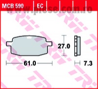 Set placute frana TRW MCB590 - Peugeot Vclic - Adly - Garelli - Italjet - PGO - Yamaha Axis - Jog 50cc